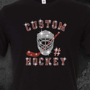 Personalized Rhinestone Hockey Team Shirt: Custom Sports Tee
