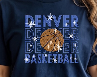 Camiseta de baloncesto de Denver con pedrería: Camiseta retro del equipo, regalo para el día del partido