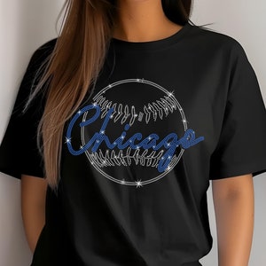 Chicago Strass Shirt, Baseball Spiel Tag Outfit, trendiges Baseball Geschenk Shirt für Baseball Mama, Baseball Meister Athletik Sport Shirt