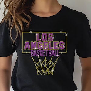 Los Angeles Rhinestone Basketball Shirt: Retro Sports Fan Tee