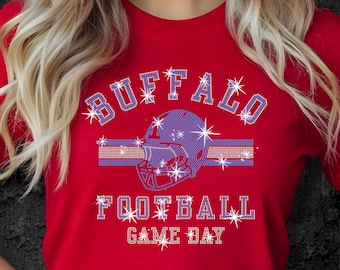 Buffalo Football Rhinestone Shirt: Game Day Tee for Women