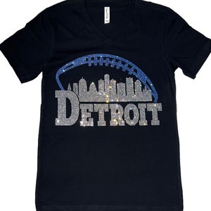 Detroit Rhinestone Shirt, Game Day Football Shirt, Sunday Football, Detroit Football Shirt, Women Detroit Shirt, Detroit Football Hoodie