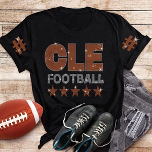 Cleveland Rhinestone Football Shirt: Retro Game Day Tee