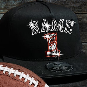 Customizable Rhinestone Football Hat: Sports Mom Snapback