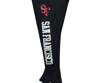 San Francisco Football Rhinestone Leggings, Sparkling and Glittering Football Leggings, Women or Girls Sports Pant, Fan Gift For Best Friend