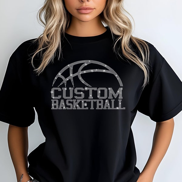 Custom Basketball Team Rhinestone Shirt: Personalized Spirit Wear