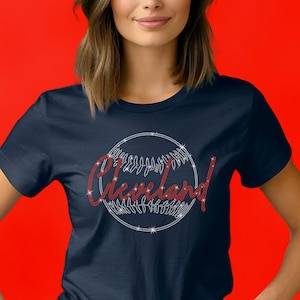 Cleveland Rhinestone Shirt, Funny Vintage Retro Style Baseball Team Shirt, Baseball Fan Apparel, Sports Team Unisex Soft-style Sweatshirt