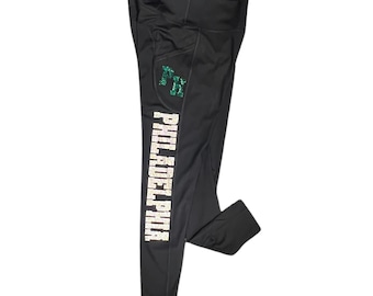 Philadelphia Rhinestone Leggings, Cute Ladies Football Style Sports Leggings, Retro Uniform Yoga Leggings, Game Day Casual Pants for Fans