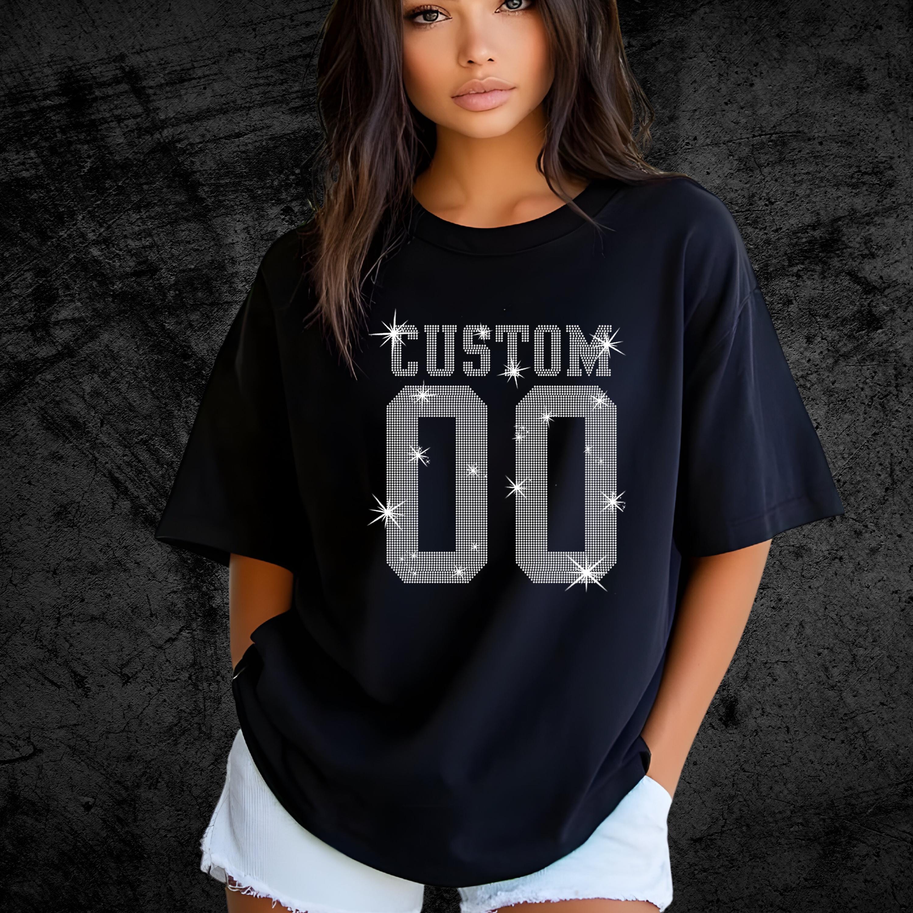 Custom Rhinestone Football Jersey T-Shirt: Personalized Bling Apparel