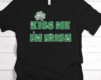 Kiss Me I'm Irish Rhinestone Shirt, St Patrick's Day Tee