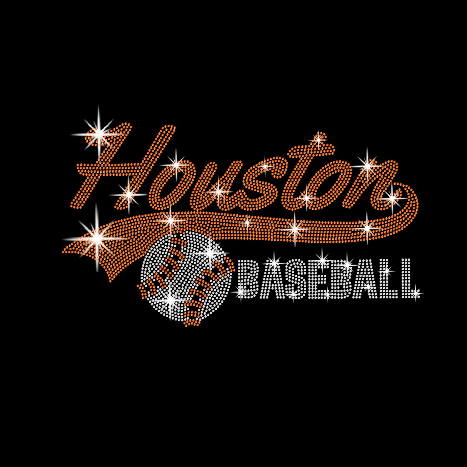 Houston Baseball Rhinestone Shirt: Baseball Fan Apparel - Etsy