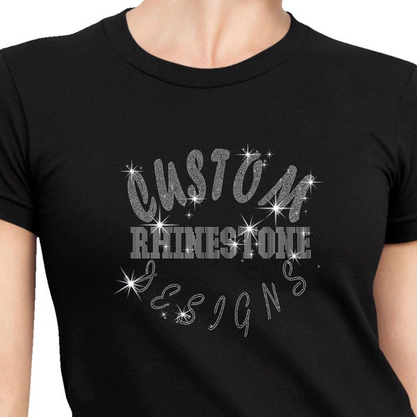 Custom Design Rhinestone Bling Bling Short Sleeve T-shirt