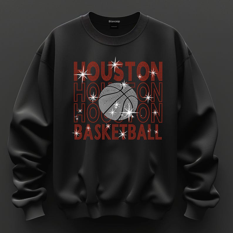 Houston Basketball Rhinestone Shirt: Retro Team Tee, Game Day Gift - Etsy