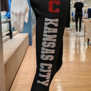 Kansas City Rhinestone Football Leggings: Game Day Activewear