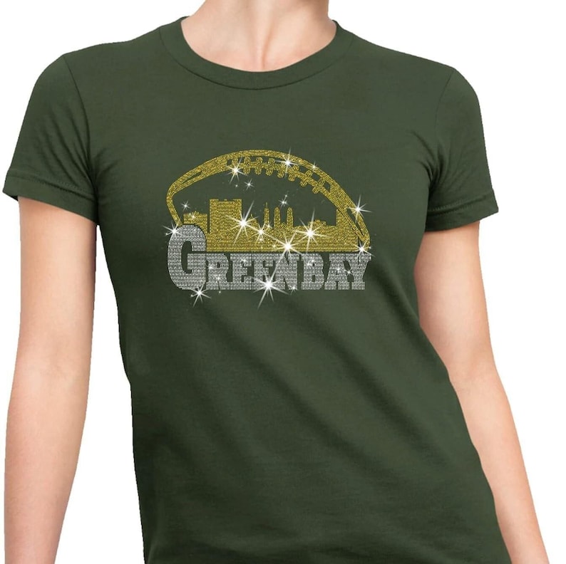 Packer Rhinestone Designs Green Bay Rhinestone Football Shirt: Game Day Sparkle - Etsy