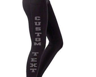 Custom Rhinestone Leggings/ Sweatpants Custom Rhinestone Active Wear Yoga Pant Women Football Yoga Leggings with side Pocket