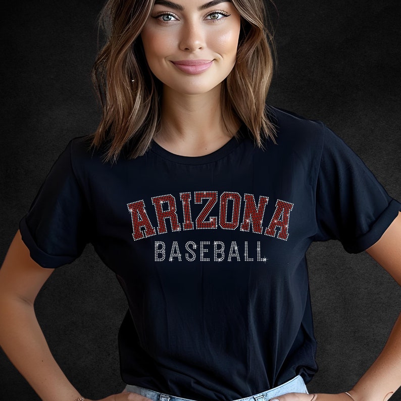 Arizona Rhinestone Shirt, Vintage Style Baseball Shirt, Sports Fan Game