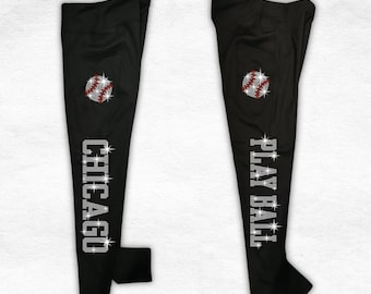 Leggings Chicago Baseball Strass : Pantalons de yoga pour femmes