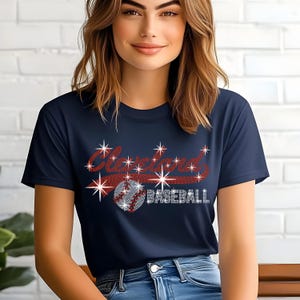 Cleveland Rhinestone Shirt, Funny Vintage Retro Style Baseball Team Shirt, Baseball Fan Apparel, Sports Team Unisex Soft-style Sweatshirt