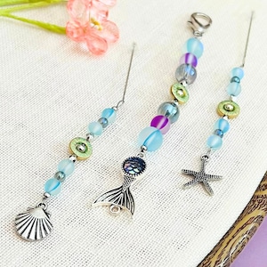 Mermaid Tail Glass Bead Scissor Fob | Frogger, Stitch Picker, Thread Pull | Zipper Pull | Cross Stitch, Embroidery, Needlework Gift Tool