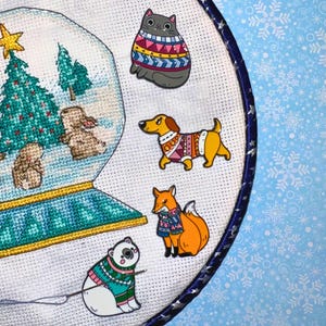 Animal Nordic Sweater Needle Minder, Winter Fox, Dog, Polar Bear, Cat, Holiday Gift, Embroidery, Sewing, Cross Stitch Lover, Needle Nanny