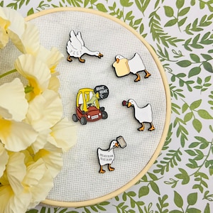 Geese Quote Enamel Needle Minders, Goose Humor Fun Embroidery, Sewing Magnet, Cross Stitch Tools Gift, Needlework Accessory, Needle Nanny
