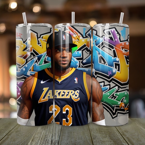 LeBron James Graffiti Wall Tumbler Wrap - Digital File Only | Straight & Tapered Tumbler Designs | Sublimation Art | Instant Download