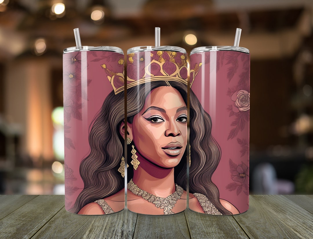 Queen Beyonce Illustration Floral Background Tumbler Wrap Digital File ...