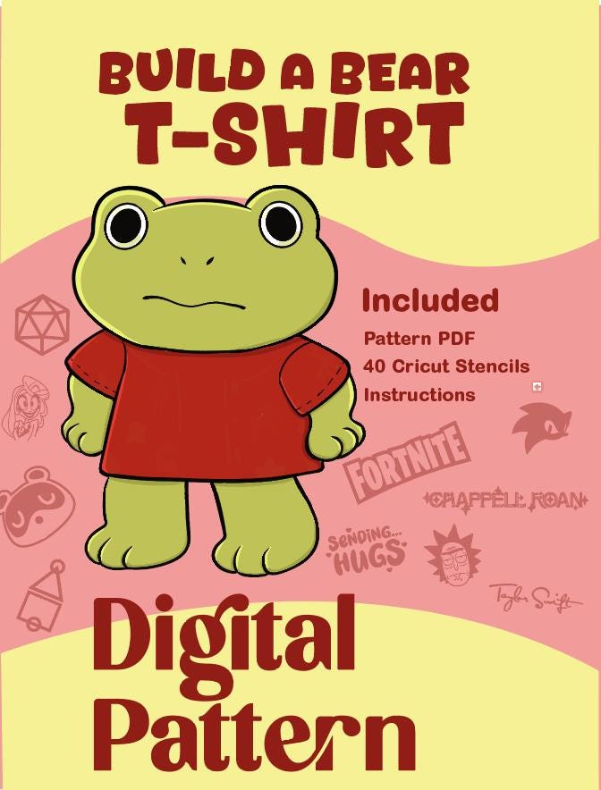 Build a Bear Tshirt Pattern With 40 Cricut  Stencils