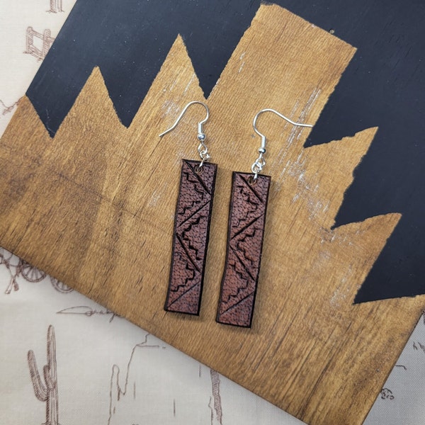 Aztec Leather Western Earrings