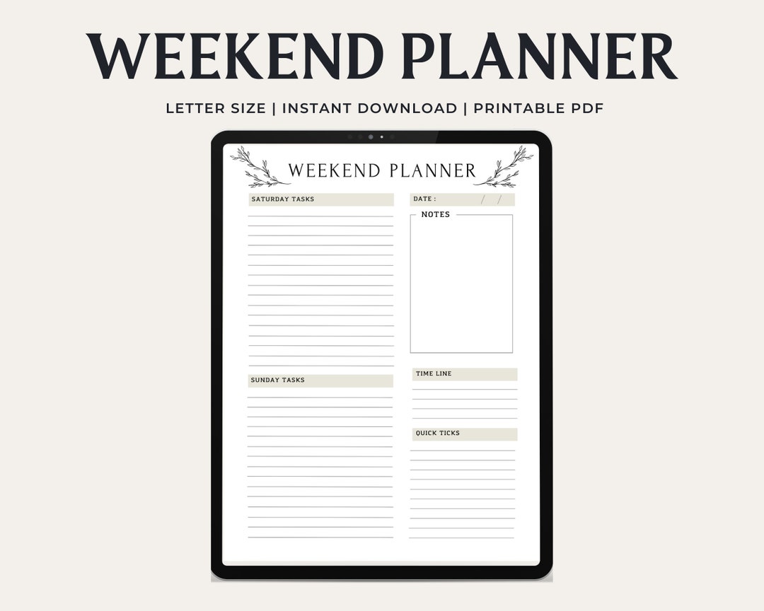 Printable Weekend Planner Digital Planner Goodnotes Planner Etsy