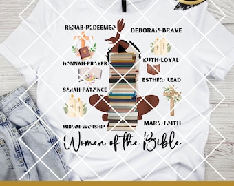 Mujeres de la Biblia PNG y diseño de sublimación / Libro cristiano, Fe PNG, PNG cristiano, Camiseta cristiana, Funda de Biblia, Taza