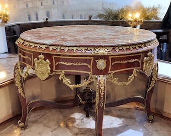 François Linke Gueridon Rare Centre Table with a Campan Rubané Marble Top