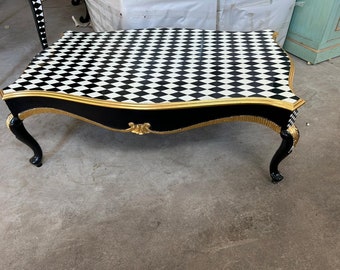 Unique French Louis XV style coffee checkered table