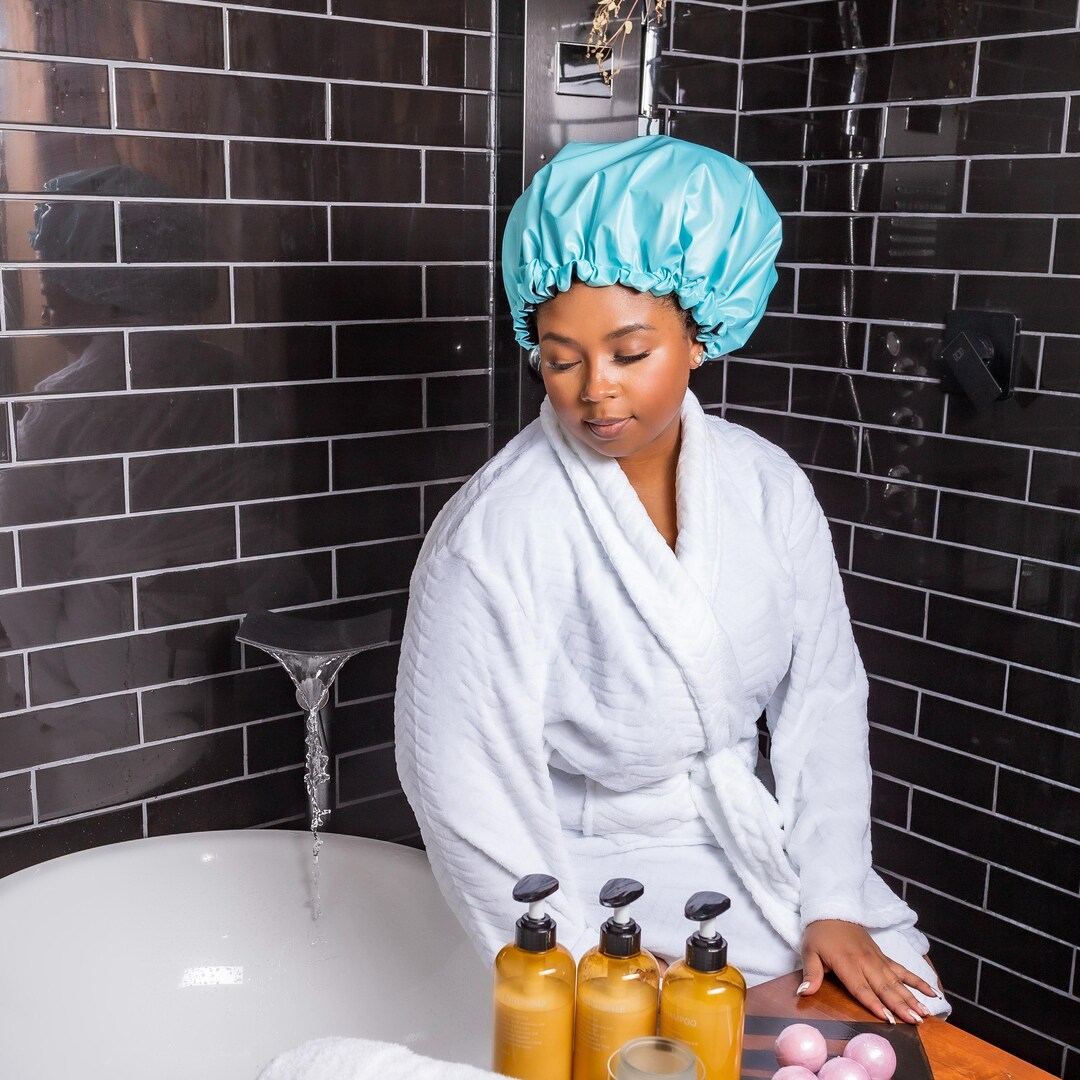 Satinlined Adjustable Shower Cap Etsy