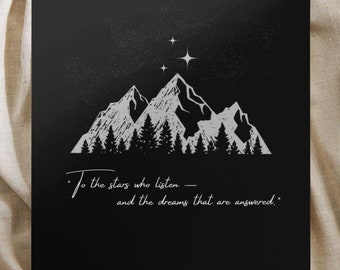 ACOTAR Print Art, To the Stars Who Listen, A Court of Thorns & Roses Inspired, Rhys/Feyre Quote, Book Print, Digital Printable, Wall Decor