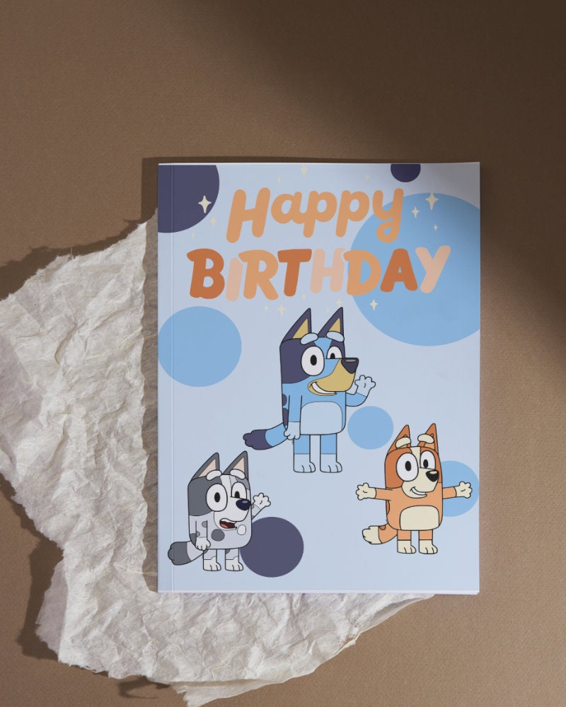 Biglietto di compleanno Bluey, biglietto di auguri ufficiale Bluey,  biglietto di auguri di buon compleanno Bluey : : Cancelleria e  prodotti per ufficio