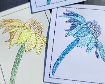 BDT Sideways Daisy - un disegno colorato appositamente per cucire su cartoncino