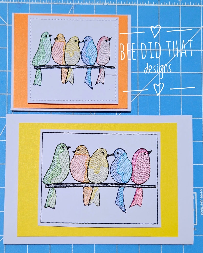 5 Bright Birdies A Machine Embroidery Specifically for Cardstock A