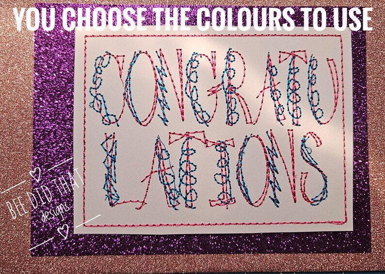 Curly Congratulations A Machine Embroidery Specifically for Cardstock A