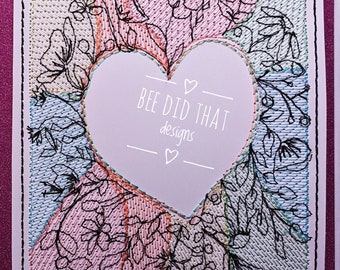 Floral Garden HEART - A machine embroidery specifically digitised for cardstock A machine embroidery design in 3 sizes and 7 formats.