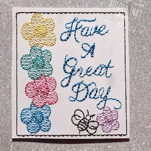 Flower Tower - est un motif de broderie fantaisiste spécialement conçu pour le papier cartonné, les cartes, les étiquettes cadeaux et les cartes de voeux. en 3 tailles, 7 formats.