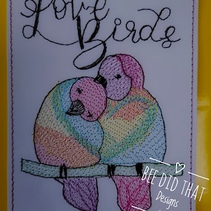 BDT Love Birds - Un fichier de broderie machine spécialement conçu pour le papier cartonné, pour les cartes, les étiquettes cadeaux, les projets de scrapbooking, les cartes de voeux.