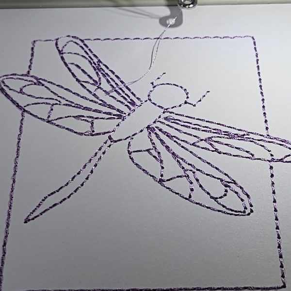 Off Centre Dragonfly - A sew and colour/paint design digitised for art paper and cardstock.  Embroidery design in 4 sizes and 7 formats.