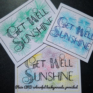 BDT Get Better Sunshine - específico para papel cartão Um design de bordado à máquina em 3 tamanhos, 2 formatos de cores e 7 formatos.