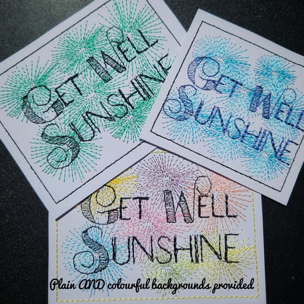 BDT Get Better Sunshine -  specifically for cardstock A machine embroidery design in 3 sizes, 2 colour formats and 7 formats.