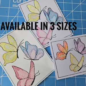 BDT Papillons légèrement remplis - Une broderie machine spécialement conçue pour le papier cartonné Un motif de broderie machine disponible en 3 tailles et 7 formats.