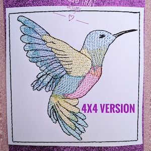 Colibri - Un motif de broderie spécialement conçu pour le papier cartonné. Disponible en 3 tailles et 7 formats. Cartes, étiquettes cadeaux, cartes de voeux.