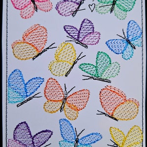 BDT Butterfly Cloud COLOURFUL - A machine embroidery design specifically for cardstock or art paper Available in 3 sizes and 7 formats.