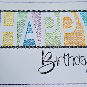 BDT Chunky Happy Birthday - Maschinenstickdatei speziell für Cardstock, für Karten, Geschenkanhänger, Scrapbook-Projekte